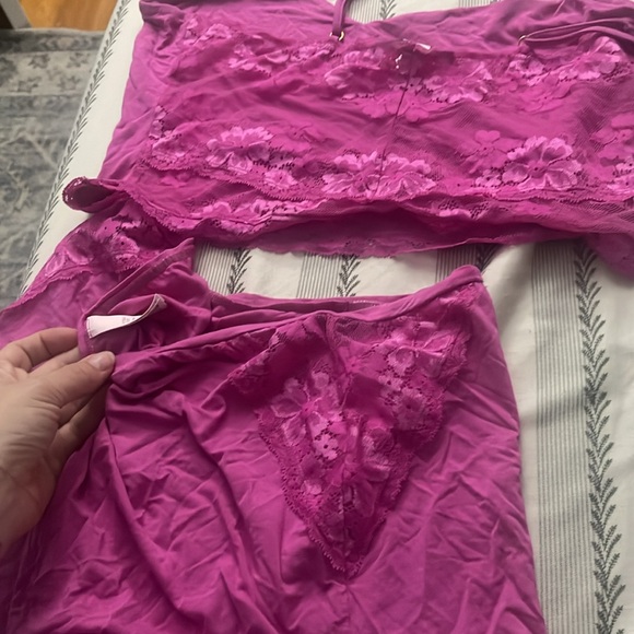 Victoria's Secret Pink Lace Trim Pajama Set - Picture 3 of 4